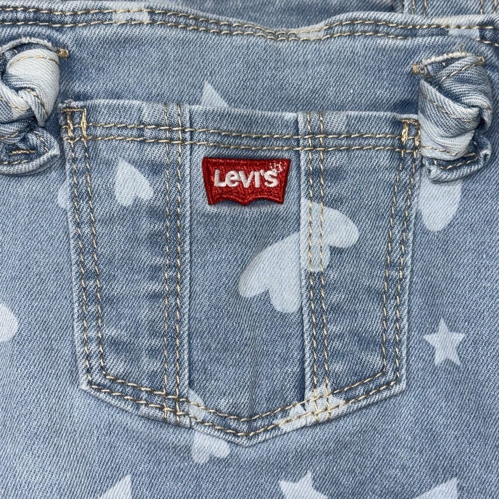 Baby Girls Levi's Denim Overall HEART Dress Jumper Skirt Overalls Size 18M - Picture 3 of 4
